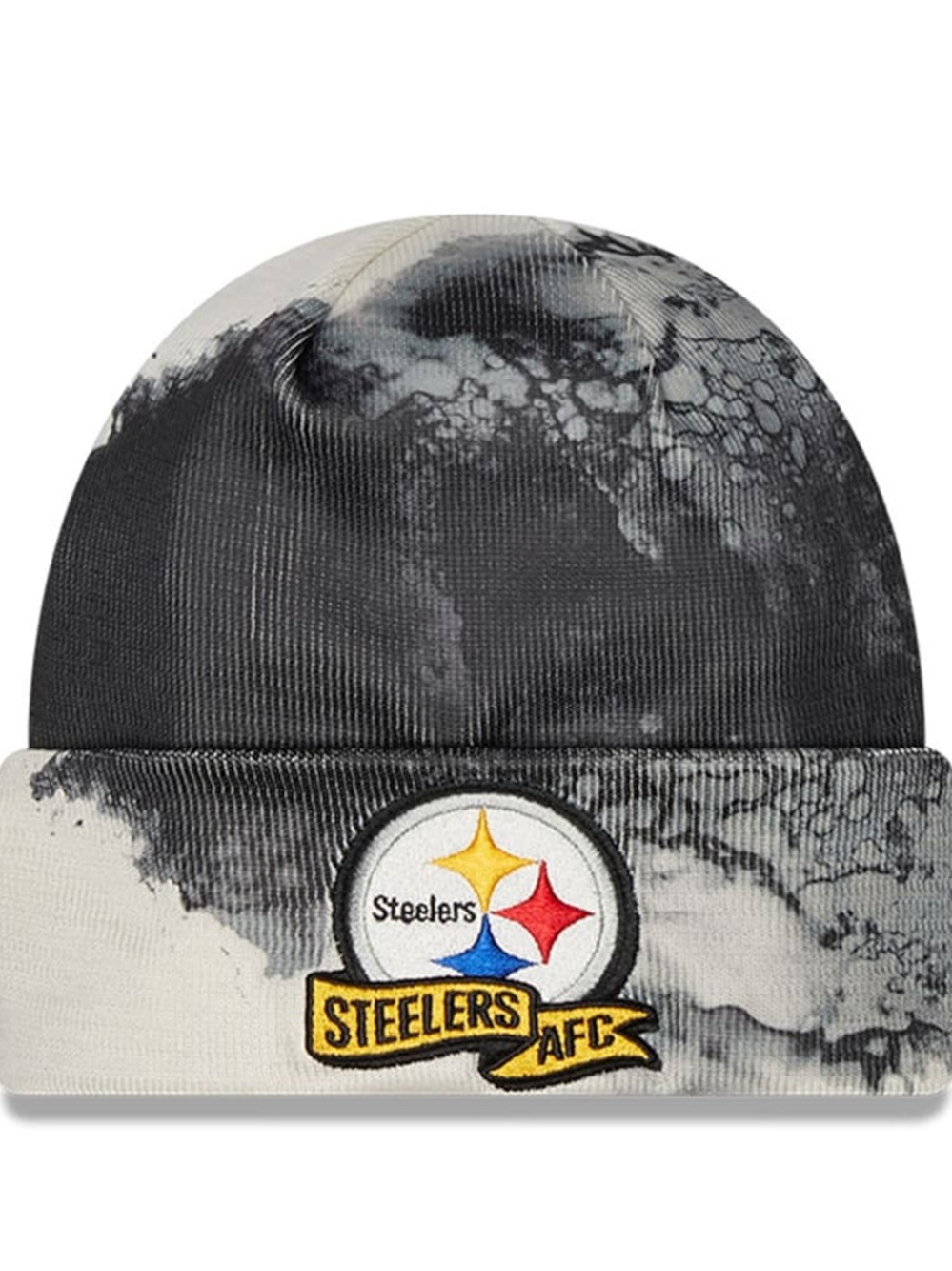 Pittsburgh Steelers New Era Sideline Ink Dye Cuffed Knit Hat Beanie - Black OS - Picture 1 of 7